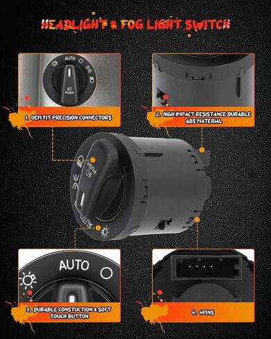 CCIYU Front Headlight Switch Compatible for Chrysler Town & Country 2012-2016,for Chrysler 300 2011-2014,for Dodge Charger 2011-2014 | Replaces 56046258AB in Saudi Arabia