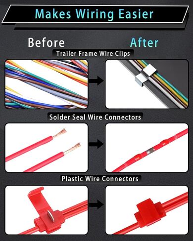 تسخير أسلاك المقطورة، 22.7FT 4 دبوس 5 سلك مجموعة إضاءة مقطورة Wishbond مع مقاطع الأسلاك، 4 طرق مسطحة 5 أسلاك موصل مقطورة سلك التوصيل لإعادة توصيل الأسلاك الخلفية للمقطورة على كلا الجانبين in Kuwait