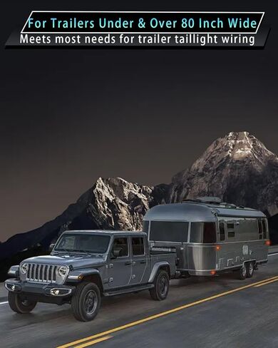 تسخير أسلاك المقطورة، 22.7FT 4 دبوس 5 سلك مجموعة إضاءة مقطورة Wishbond مع مقاطع الأسلاك، 4 طرق مسطحة 5 أسلاك موصل مقطورة سلك التوصيل لإعادة توصيل الأسلاك الخلفية للمقطورة على كلا الجانبين in Kuwait