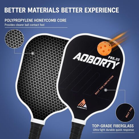 AOBORTY Pickleball Paddles 4 Pack - USAPA Light Graphite Premium Rackets Fiber Face & Polymer Honeycomb Core Pickleball Set with 6 Outdoor Indoor Balls Including Portable Carry Bag in Saudi Arabia