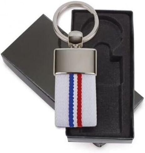 BDM France Flag Keychain, Soccer Key Holder, Fabric Ring for Home or car, Man and Woman in Kuwait