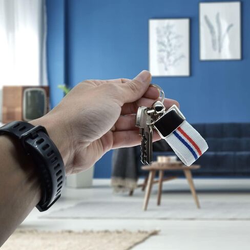 BDM France Flag Keychain, Soccer Key Holder, Fabric Ring for Home or car, Man and Woman in Kuwait