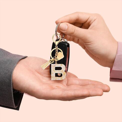 PATIKIL Alphabet Initial Letter Keychain, Resin Cute Keychains with Tassel Heart Letter C Pendant Charm for Women Key Purse Handbag Backpack Bag Accessories, Beige in Saudi Arabia