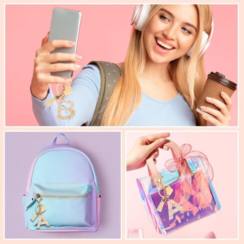 PATIKIL Alphabet Initial Letter Keychain, Resin Cute Keychains with Tassel Heart Letter C Pendant Charm for Women Key Purse Handbag Backpack Bag Accessories, Beige in Saudi Arabia