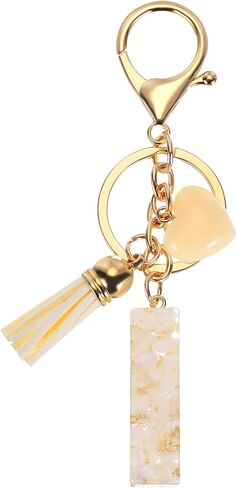 PATIKIL Alphabet Initial Letter Keychain, Resin Cute Keychains with Tassel Heart Letter C Pendant Charm for Women Key Purse Handbag Backpack Bag Accessories, Beige in Saudi Arabia