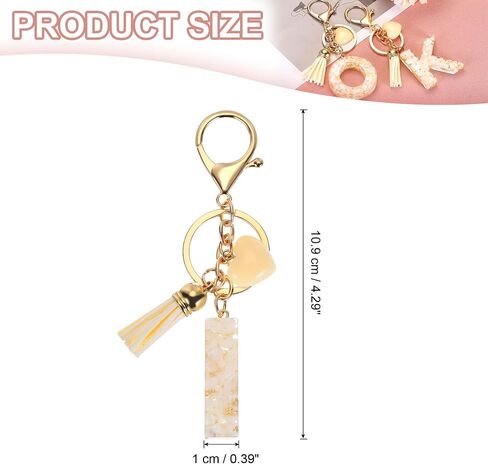 PATIKIL Alphabet Initial Letter Keychain, Resin Cute Keychains with Tassel Heart Letter C Pendant Charm for Women Key Purse Handbag Backpack Bag Accessories, Beige in Saudi Arabia