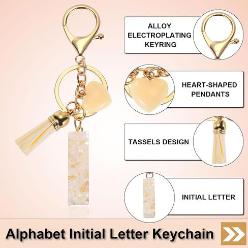 PATIKIL Alphabet Initial Letter Keychain, Resin Cute Keychains with Tassel Heart Letter C Pendant Charm for Women Key Purse Handbag Backpack Bag Accessories, Beige in Saudi Arabia