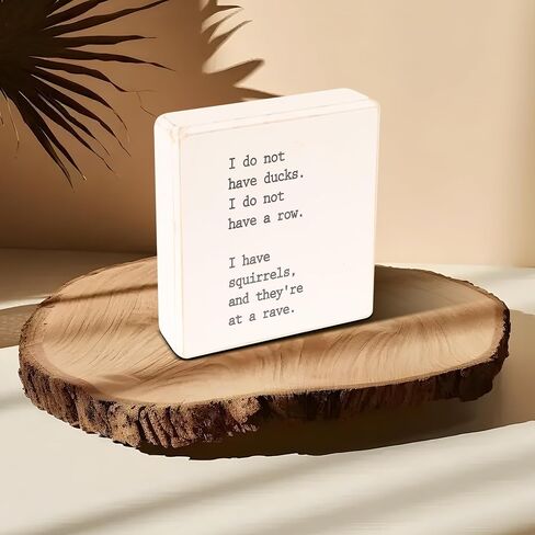 Funny Desk Sign I Do Not Have Ducks. I Do Not Have a Row. I Have Squirrels, And They're At a Rave. Small Desk Sign (4.5 X 4.5 Inch, White) in Saudi Arabia