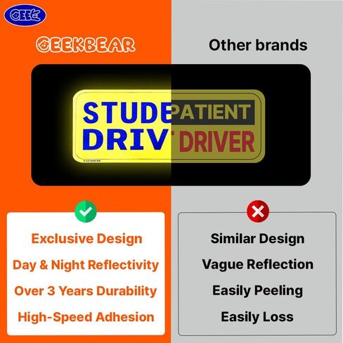 GEEKBEAR [التوقيع] مغناطيس سيارة سائق الطالب - خط Geekbear - شكل دب 5.6 × 4.7 بوصة (1، أصفر) in Kuwait