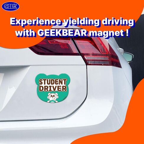 GEEKBEAR [التوقيع] مغناطيس سيارة سائق الطالب - خط Geekbear - شكل دب 5.6 × 4.7 بوصة (1، أصفر) in Kuwait