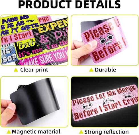 Car Bumper Magnet 9.7 * 3.1 inch Reflective Magnetic Reusable New Drivers Sticker Warning Safety Sign Funny Prank Car Decals for Vehicle Truck (Weeping) in Saudi Arabia