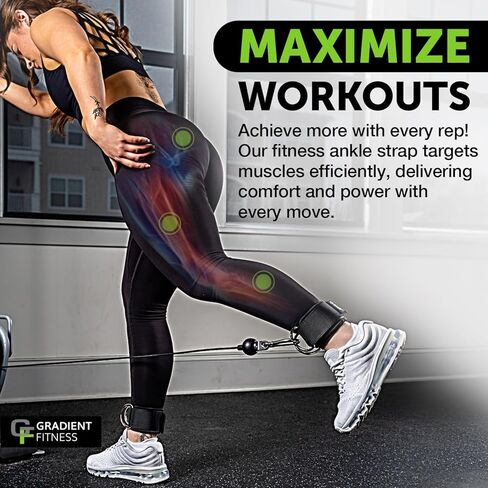 Gradient Fitness Ankle Straps (2 Pack) | Ankle Strap for Cable Machine, Ankle Bands for Working Out, Cable Ankle Strap, Cable Machine Attachment, Ankle Cable Attachments for Gym in Kuwait