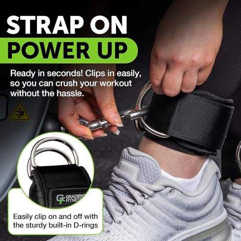 Gradient Fitness Ankle Straps (2 Pack) | Ankle Strap for Cable Machine, Ankle Bands for Working Out, Cable Ankle Strap, Cable Machine Attachment, Ankle Cable Attachments for Gym in Kuwait