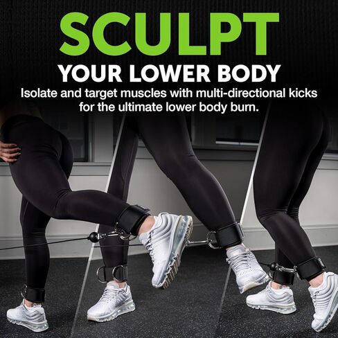 Gradient Fitness Ankle Straps (2 Pack) | Ankle Strap for Cable Machine, Ankle Bands for Working Out, Cable Ankle Strap, Cable Machine Attachment, Ankle Cable Attachments for Gym in Kuwait