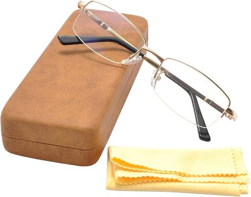 Computer Blue Light Blocking Glasses For Men And Women Computer Gaming Glasses Metal Half Frame Clear Lens in Kuwait