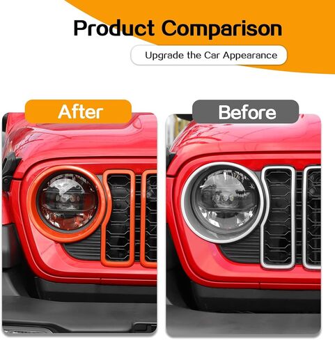 Hoolcar Front Grille Insert Cover & Headlight Bezel Cover Trim Fit for Jeep Wrangler JL JLU & Gladiator JT 2024-2025, Exterior Accessories, Orange in Saudi Arabia