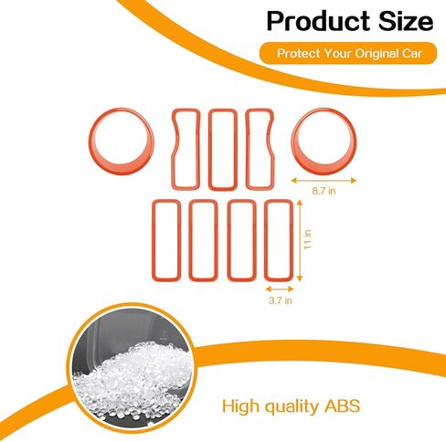 غطاء شبكي أمامي من Hoolcar وغطاء إطار أمامي مناسب لسيارة Jeep Wrangler JL JLU & Gladiator JT 2024-2025، ملحقات خارجية، برتقالي in Kuwait