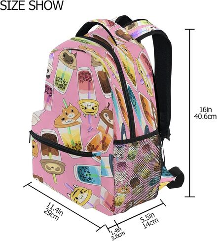 حقيبة ظهر للكمبيوتر من xigua Kawaii Bubble Tea Print - حقيبة مدرسية خفيفة الوزن للأولاد والبنات Tenns in Kuwait