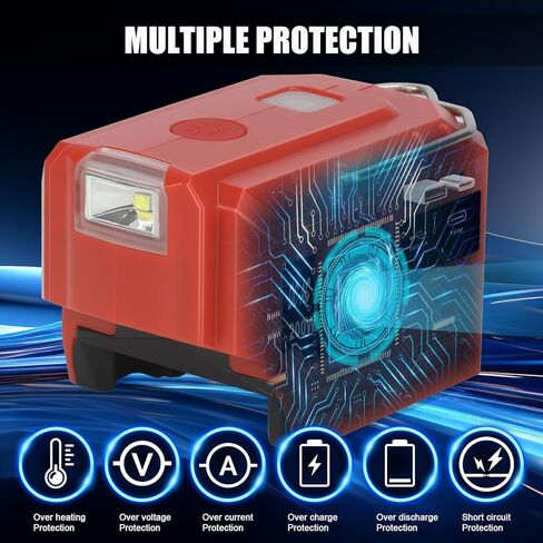 KUNLUN 200W Power Inverter for Makita 18V Battery, DC 18V to AC 110-120V Battery Inverter, Portable Power Supply Inverter with AC Outlet & USB and Type-C Ports & LED Light (Battery not include) in Kuwait