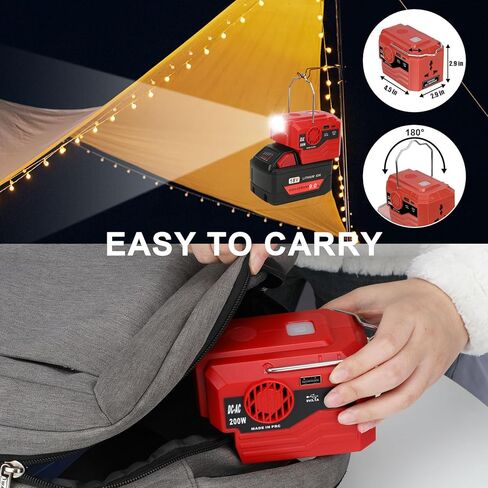 KUNLUN 200W Power Inverter for Makita 18V Battery, DC 18V to AC 110-120V Battery Inverter, Portable Power Supply Inverter with AC Outlet & USB and Type-C Ports & LED Light (Battery not include) in Kuwait