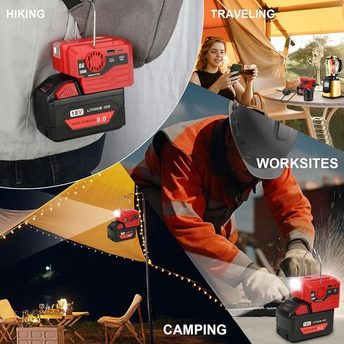 KUNLUN 200W Power Inverter for Makita 18V Battery, DC 18V to AC 110-120V Battery Inverter, Portable Power Supply Inverter with AC Outlet & USB and Type-C Ports & LED Light (Battery not include) in Kuwait