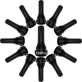 TR413 Car Motorcycle Rubber Snap in Short Black Tire Tyre Valve Stem for Tubeless 0.453 Inch 11.5mm Rim Holes Vehicle Tires (Pack of 100)