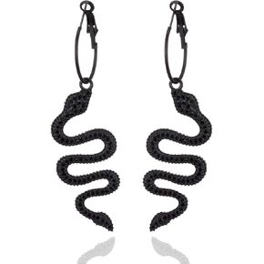 Snake Earrings 14K Gold Plated Dangle Earrings Personalized Punk Animal Hypoallergenic Fashion Rhinestone Ear Jewelry for Women