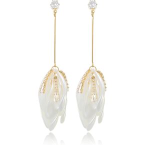 CZ Statement Gold Leaf Stud Earrings for Women Gold Flower Filigree Dangle Earrings Pearl Gold Flower Stud Earrings Pink Rhinestone Hoop Earrings White Acrylic Rhinestone Dangle Earrings