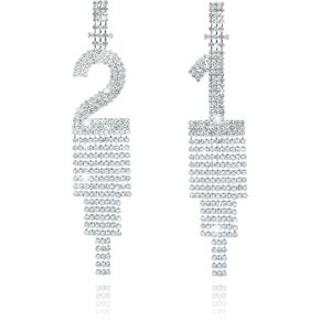 21st Birthday Earrings, 21 Years Old Birthday Outfit Gifts for Women Earrings with Long Tassel for 21st Birthday Decorations Gifts Idea for Women 21 Decorations