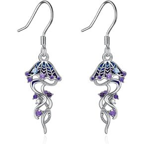Jellyfish Earrings for Women Trendy Colorful Acrylic Jellyfish Earrings Silver Long Chain Tassel Earrings Vacation Ocean Beach Earrings Summer Earrings for Women 2024