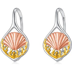 WINNICACA Ocean Leverback Earrings 925 Sterling Silver Sea Animal Beach Turquoise Dangle Drop Earrings Jewelry Christmas Birthday Gifts for Women Daughter Friends