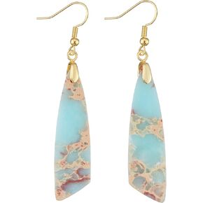Plumiss Boho Women Natural Stone Earrings Unique Healing Gemstone Energy Hypoallergenic Lightweight Dangle Drop Earrings Multiple Styles Earrings Jewelry for Birthday Party Gift