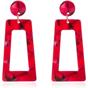 Multicolor Resin Acrylic Rectangle Geometric Drop Dangle Earrings Leopard Mottled Tortoise for Women Exaggerated Lightweight Jewelry