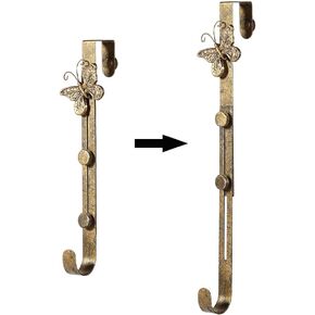 2 Pack Butterfly Wreath Door Hanger, 16" H Wreath Hangers for Front Door, Antique Gold…