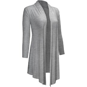 Women's Draped Open Front Casual Long Sleeve Lightweight Office Work Cardigan Sweater