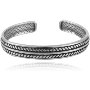 Stainless Steel Wheat Cuff Bangle, Vintage Weave Braided Open Cuff Bracelet for Men Women