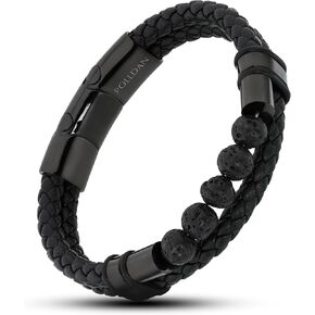 Mens Leather Bracelet | Stylish Braided Wristband with Magnetic Clasp | Unique Gifts for Men, Dad, and Boyfriend | Casual Stainless Steel Jewelry | Pulseras para Hombres in Kuwait