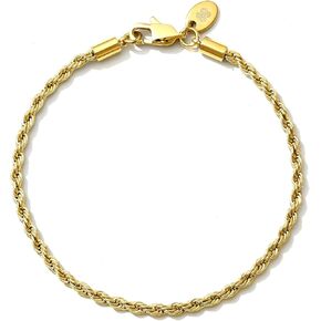 Gold Bracelets for Men Women - 18K Gold Plated, Waterproof, Tarnish-Free, Durable, Break Proof Twist Chain Gold Bracelet, Stainless Steel, Gold Plated