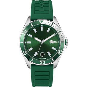 Lacoste Tiebreaker Men's Quartz 2011263 Stainless Steel Case and Silicone Strap Watch, Color: Green