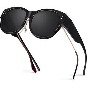 Polarized Fit Over Glasses Sunglasses Womens Men, TR90 Stylish Wrap Around Sunglasses Over Glasses With UV Protection