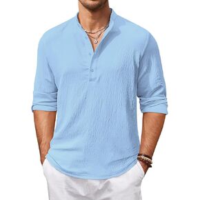COOFANDY Men's Casual Henley Shirts Long Sleeve Hippie Beach T Shirts Yoga Summer Top