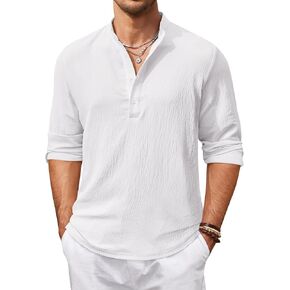 COOFANDY Men's Casual Henley Shirts Long Sleeve Hippie Beach T Shirts Yoga Summer Top