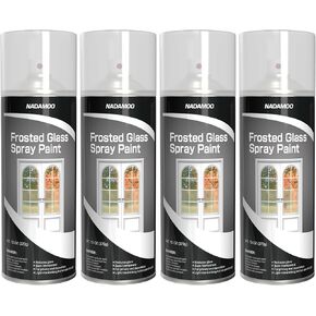 NADAMOO Frosted Glass Spray Paint for Window, Shower Door and Craft, Protect Privacy for Home Bathroom Kitchen and Office，White Translucent Aerosol Paint, 4 Cans, 13 OZ Per Can