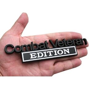 1pc Combat Veteran Edition Emblems 3D Raised Decals Exterior Truck Stickers Fender Veteran Badges Replacement for F150 F250 F350 Chevy Silverado 1500 2500 Chevrolet C10 C15 (Black White)