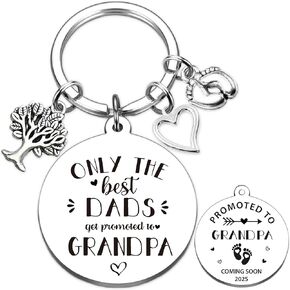 Promoted To Grandpa Gifts Keychain - Pregnancy Baby Announcement Keyring for First Time Grandpa, Grandfather To Be Gift for Birthdays, Thanksgiving, and Father's Day