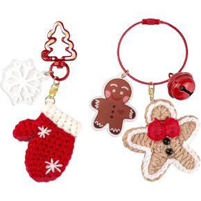 2PCS Christmas Crochet Keychain-Knitted Christmas Charms,Cute Coin Purse Keychain&Backpack Ornaments