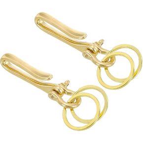 PATIKIL U Shape Hook Keychain, Solid Brass U Key Loop Hook Belt Clip Key Hooks