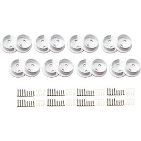 QCAA Heavy Duty Solid Metal Pole Socket Set, 1-3/8'', Matte White, 8 Pairs, Made in Taiwan