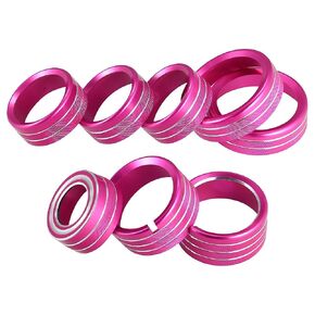 Unifizz 8Pcs Pink Aluminum Alloy AC Radio Switch Knob Cover Air Conditioner Switch Decor Compatible with Chevy Silverado 2014-2018 with GMC Sierra 2014-2018