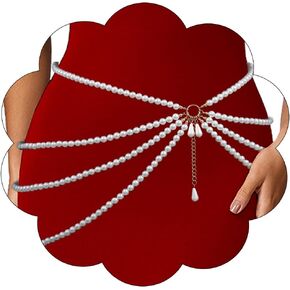 Abien Pearl Belly Chain Waist Chain Layered Pearl Body Chain Bikini Pearls Accessory Belt for Women for Dresses